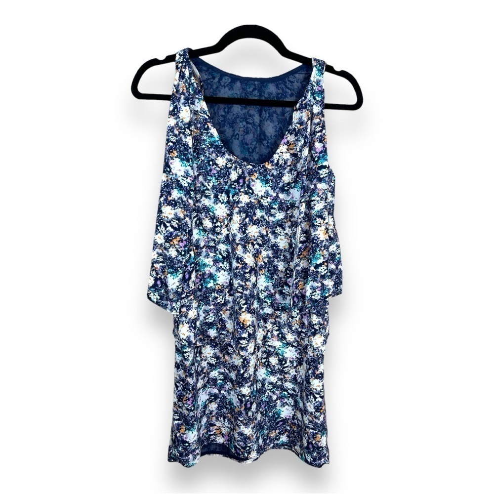 NEW XS METAPHOR BLUE FLORAL FLOWY DRESS COLORFUL COTTAGE   V NECK